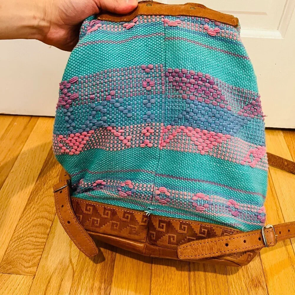 Vintage American Darling Backpack Hand Tooled Saddle Blanket Genuine Leather